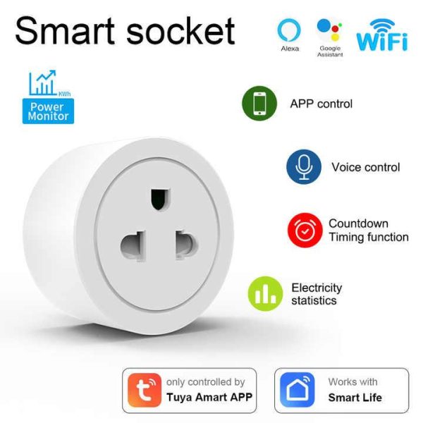 Tuya Wifi Socket Vietnam Standard Supports Remote Control Timer Switch Voice Control Home Smart Socket
