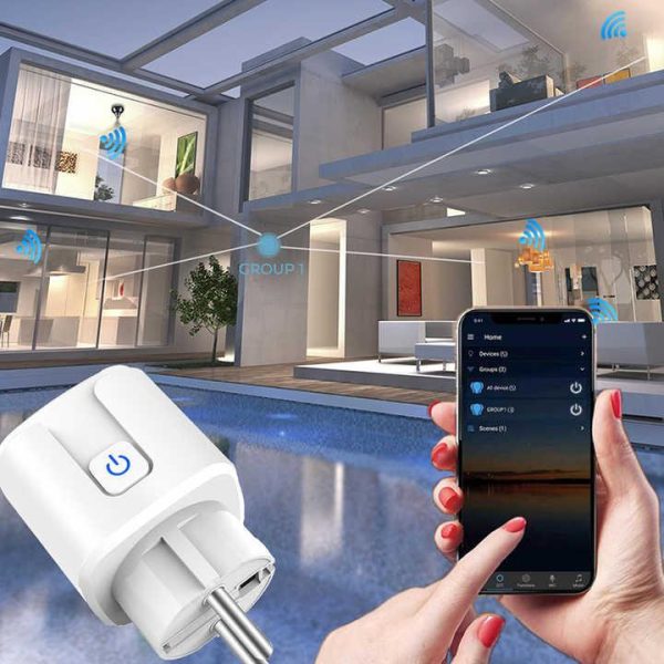 RSH EU 16A Smart Single Socket Wireless Remote Alexa Google Tuya WiFi Outlet Smart Plug with Energy Monitoring Timer Function