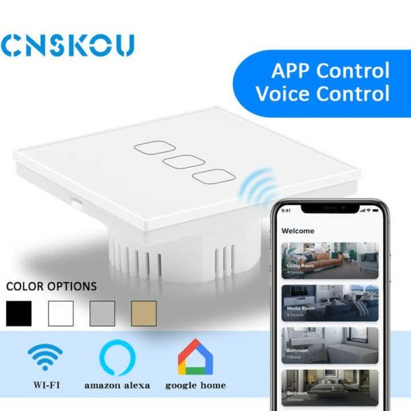 New Design EU/UK 1/2/3/4 Gang Glass Panel 120v Wireless Mini Smart Home System Tuya Touch Wifi Light Wall Switches